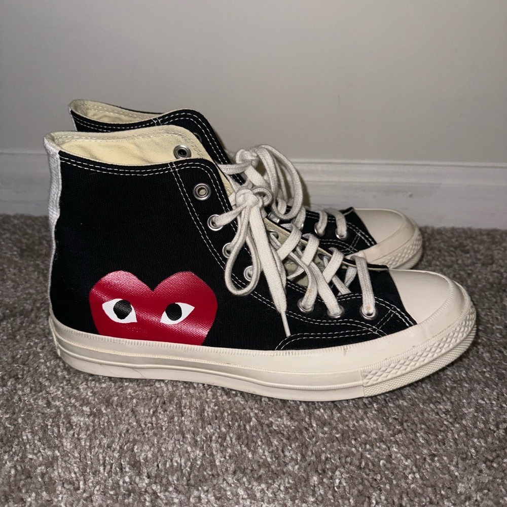 EUC Converse PLAY Comme des Garçons Chuck 70 black & red. Size 9 women, 7 men.